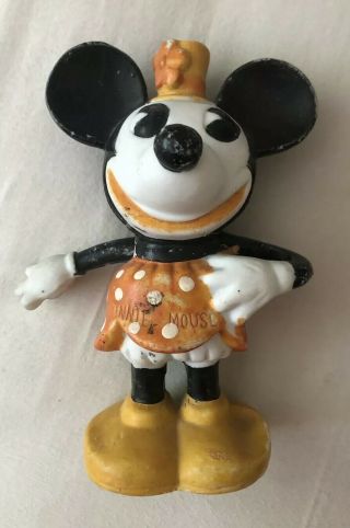 1930’s Minnie Mouse Bisque Toothbrush Holder Mickey Japan Figure Disney