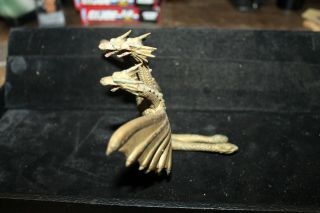 1994 Toho Co.  Ltd Trendmasters 3 Headed Dragon Gold Rubber Bendable Figure 2