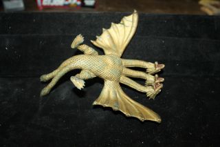 1994 Toho Co.  Ltd Trendmasters 3 Headed Dragon Gold Rubber Bendable Figure 5