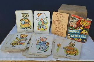 Vintage Happy Families Cards Game Old Animal Pictures Complete