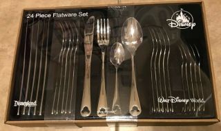 Disney Parks Mickey Mouse Silhouette 24 Pc Silverware Flatware Set