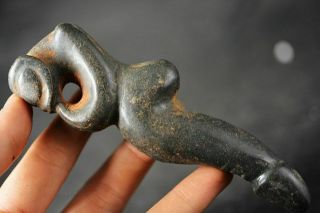 Hongshan Culture Magnet Jade Stone Carved Sun God Head/male Penis Pendant H90