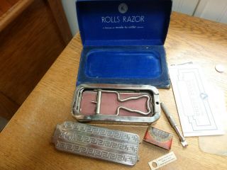 Vintage Rolls Razor With Blades Strap Instructions Made In Englad
