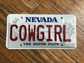 Nevada “cowgirl” License Plate
