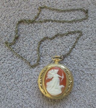 Vintage Max Factor Powder Compact - Pocket Watch Style W/diana The Huntress Cameo