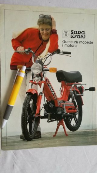 Sava Kranj Vintage Ad Brochure Tomos Motor Motorcycle Tires Pneumatics Slovenia