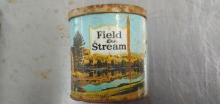 Antique Vintage Field And Stream Tobacco Tin 12oz.  Htf Rare Phillip Morris W/lid