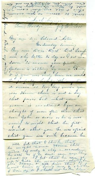 1861 Civil War Letter From Ella Dirhout? North Cayuga Three Bridge Ny To Sister