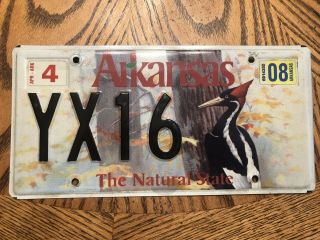 2008 Arkansas Ivory Billed Wildlife Woodpecker Wood Pecker License Plate Yx 16