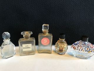 5 Vtg Perfume Bottles Schiaparelli Chanel Vigny Germany & France