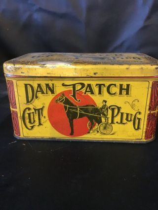 Vtg.  Dan Patch Cut Plug Tobacco Tin W/hinged Lid – Scotten,  Dillon Co.  Detroit