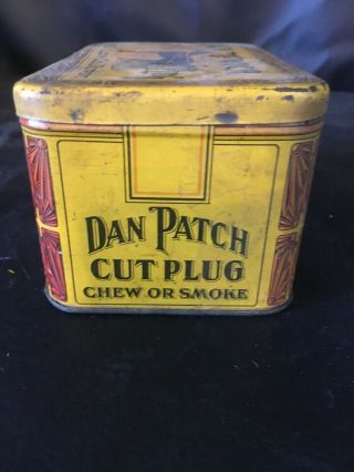 VTG.  Dan Patch Cut Plug Tobacco Tin w/hinged lid – Scotten,  Dillon Co.  Detroit 2