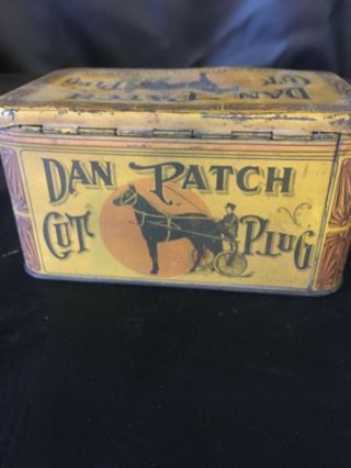 VTG.  Dan Patch Cut Plug Tobacco Tin w/hinged lid – Scotten,  Dillon Co.  Detroit 3