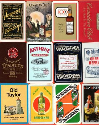12 Single Swap Playing Cards Ads For Whiskey Liquer Bourbon Etc Many Vintage