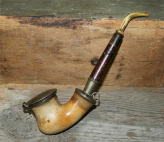 Antique Vtg Meerschaum Tobacco Smoking Pipe With Silver Cap