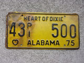 Alabama 1975 License Plate 43 P/i 500