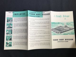 Vtg 1950 ' s General Motors GM Fisher Body Division Janesville Wisconsin Brochure 3