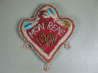 Vtg Antique Victorian Montreal 1901 Micro Bead Beaded Pin Cushion Handmade Leaf