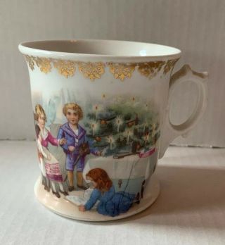 Vintage Merry Christmas By Three Crown China Shaving Mug Made In Germany