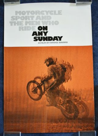 1971 One Sheet Poster On Any Sunday 27x41 Motorcycle Racing