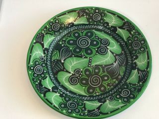 Vintage Mexican Talavera Pottery Dish Platter Plate Ceramic Folk Art 15.  75”
