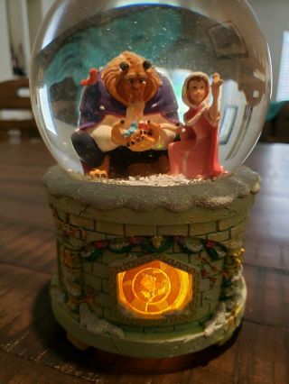 Disney Store Beauty And The Beast Snow Globe Light Up Musical Snowglobe