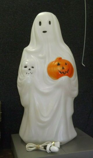 Vintage Empire Halloween 23” Ghost Blow Mold Lighted Skull & Pumpkin Yard Decor