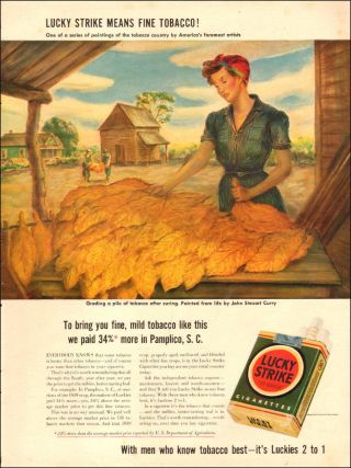 1942 Ww2 Cigarette Ad Lucky Strike Green Label Art By John Stuart Curry 071618
