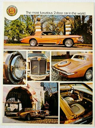1970 Stutz Motor Car Sales Brochure Packet Blackhawk Bearcat Porte Royale Sedan