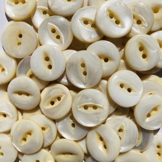 Vintage Buttons Mother Of Pearl 200 Plus 2 Hole Fisheye Ivory Color