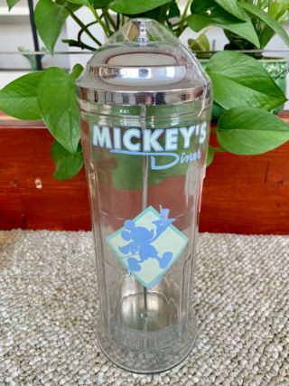 Walt Disney Mickey Mouse Club Retro Diner Glass Straw Dispenser Holder