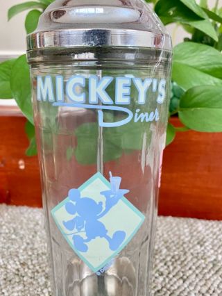 Walt Disney Mickey Mouse Club Retro Diner Glass Straw Dispenser Holder 2