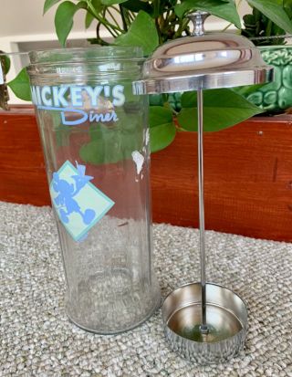 Walt Disney Mickey Mouse Club Retro Diner Glass Straw Dispenser Holder 3