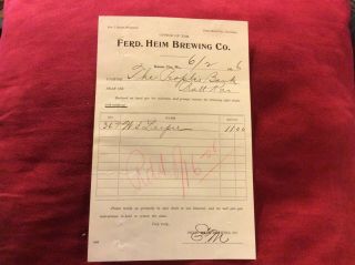 6.  10b 1906 Ferd Heim Brewing Co Kansas City MO Jos J Beer Paper Sign Letterhead 2