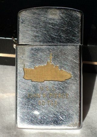 Vintage Zippo Military Lighter U.  S.  S.  John R.  Pierce Destroyer Ship Dd 753