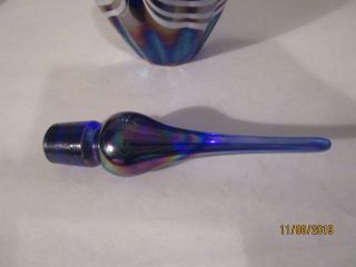 COBALT BLUE PULLED FEATHER ART GLASS PERFUME BOTTLE 3