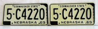 1969 69 1970 70 1971 71 Nebraska Ne License Plates Dodge County 5 - C4220