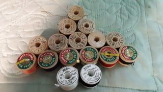 13 Antique Spools Of Buttonhole Silk Twist Thread,  Belding Corticellli,  Coats And