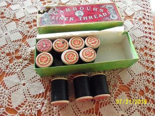 2 Boxes Vintage Barbours Linen Thread From Ireland - Black & White