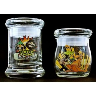 2 Pack Cheech And Chong Cannafresh Limited Edition Stash Jar Glass Collectable
