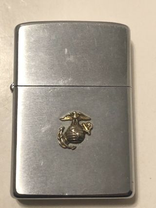 United States Marine Corps Insignia Military Lighter Zippo 1971 Good Spark