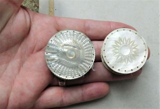 C1850 Two Mother Of Pearl Pin Cushions Vintage Antique Mop