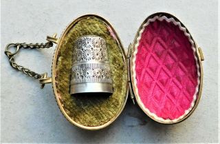 C1890 Chatelaine Thimble Holder Case Brass Victorian Vintage Antique