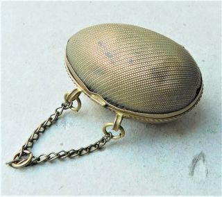 c1890 Chatelaine Thimble Holder Case Brass Victorian Vintage Antique 2