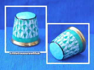 Herend Green Fishnet Hand Painted Thimble.