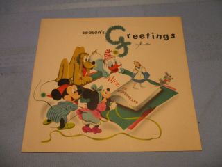 Rare 1951 Walt Disney & Staff Christmas Greetings Calendar Card.  7x8