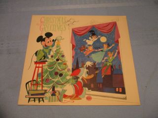Rare 1953 Walt Disney & Staff Christmas Greetings Calendar Card.  7x8
