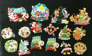 Disney Japan Christmas 2005 16 Pin Set Tdr M & P Stitch Chip & Dale Donald