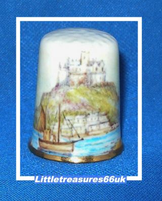 Dunheved Hand Painted St Michaels Mount By Sheila Whitcombe Thimble.