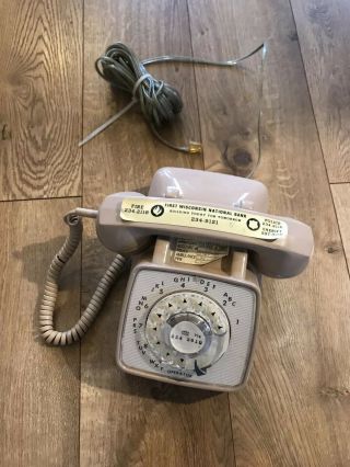 ROTARY dial phone vintage telephone RETRO GTE beige 1980 ' s COOL FACE 2